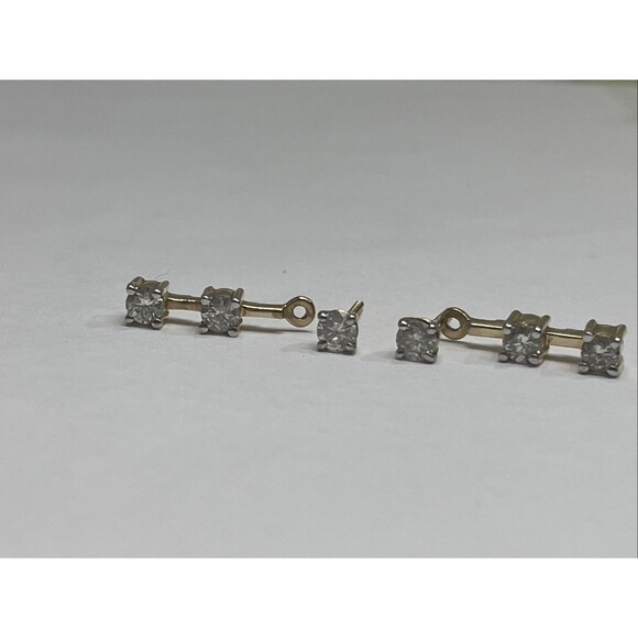 Past Present Future 3-Stone Diamond Earrings in 10k Yellow Gold. READ - Picture 8 of 12